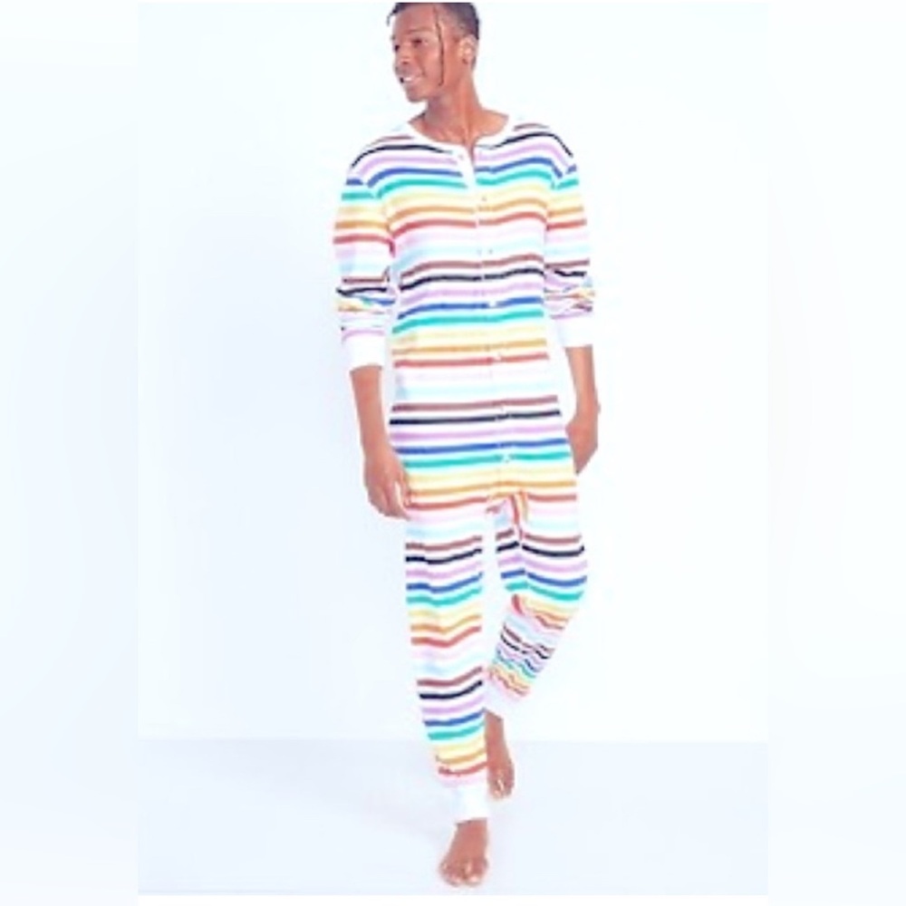 Old Navy  Men’s/ Unisex Rainbow Stripe One-Piece Pajamas